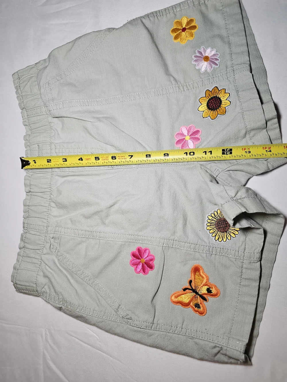 Signature by Levi Strauss Sage Green Embroidered Floral & Butterfly Cargo Shorts - Picture 7 of 7